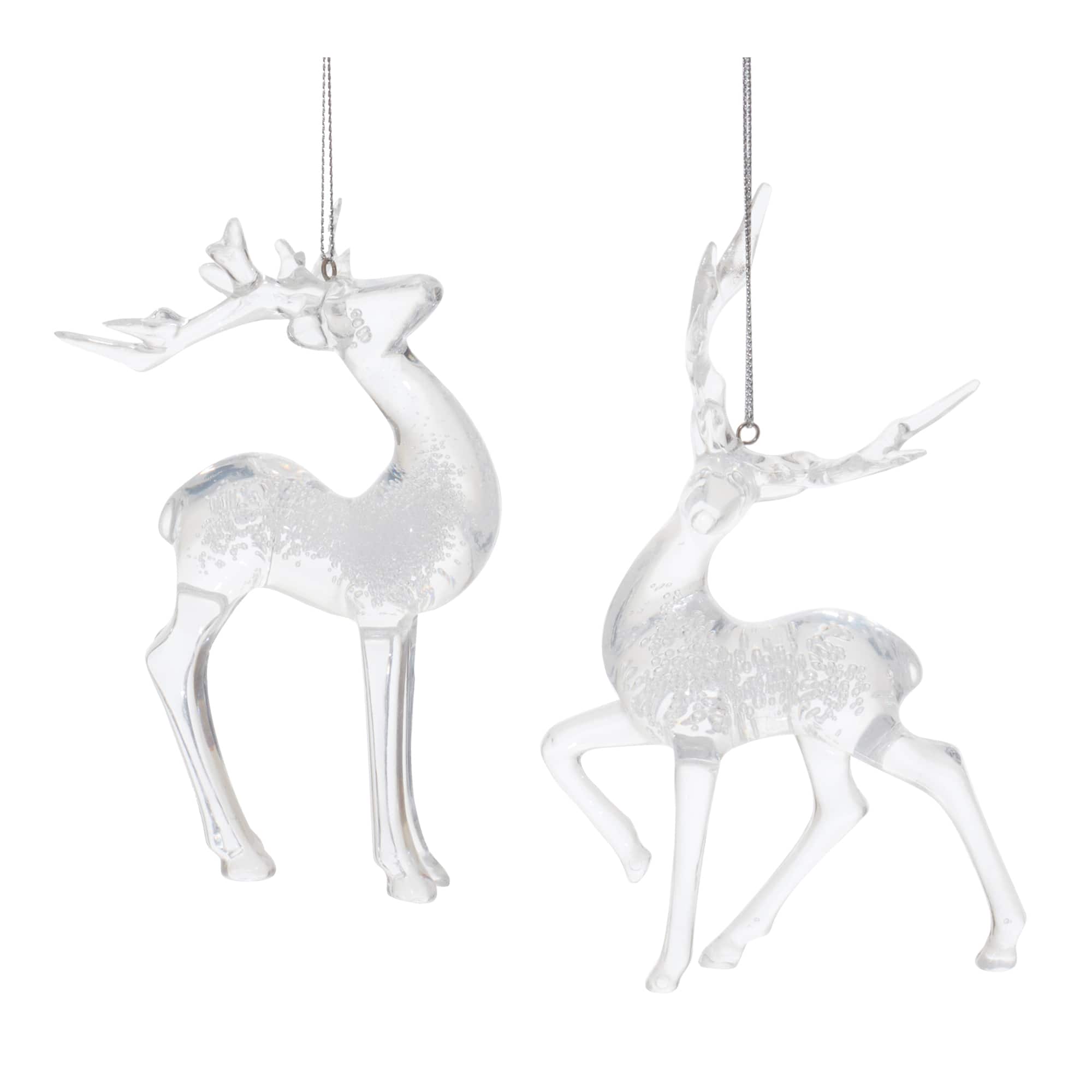 Clear Bubbled Plastic Deer Ornaments Set